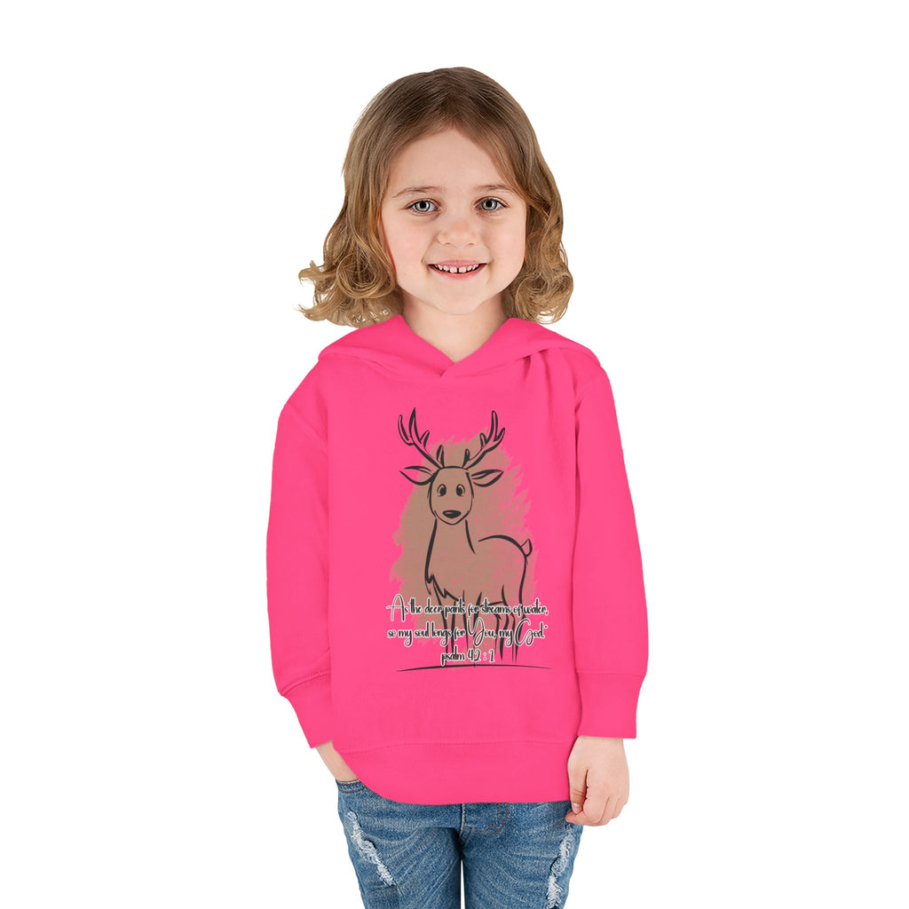 Christian Toddler Deer Hoodie | Psalm 42:1 Scripture Sweatshirt | Faith-Based Kids Pullover by Beevine Art