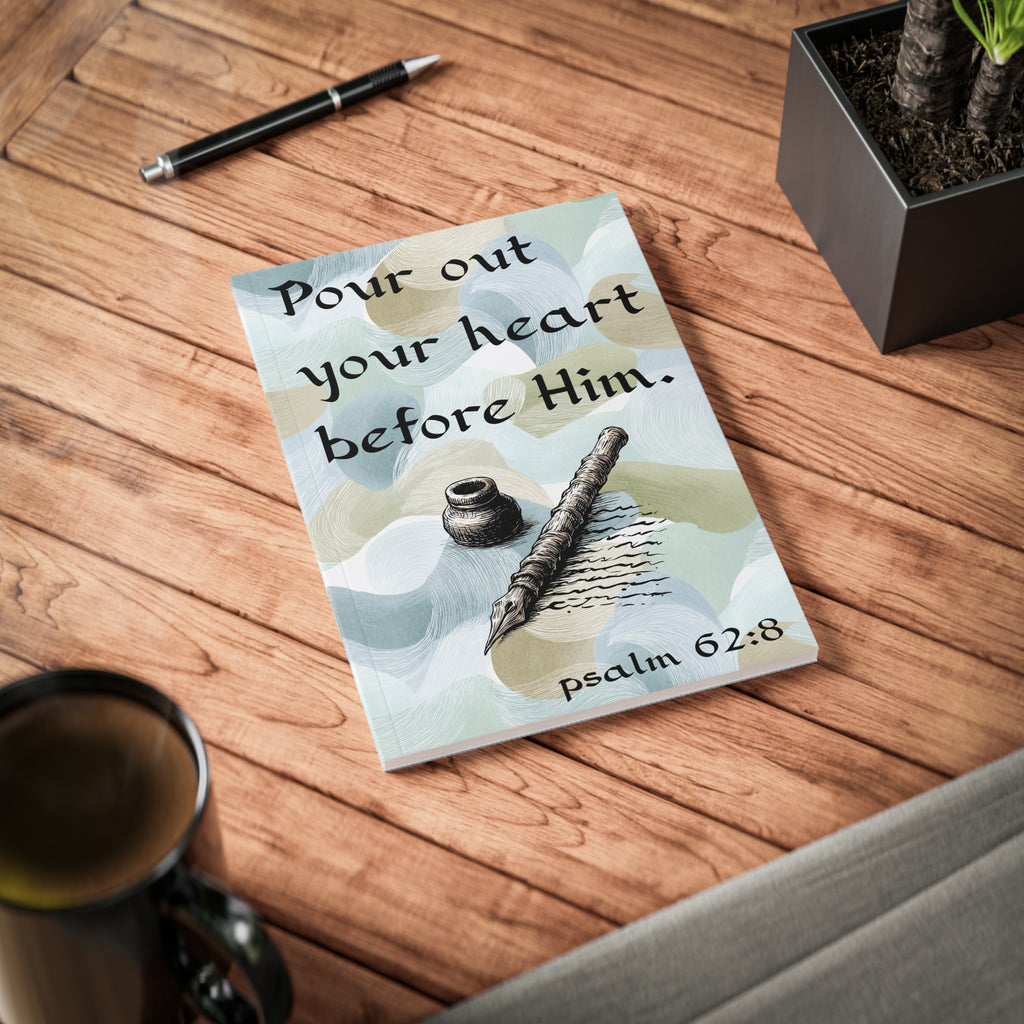Psalm 62:8 Softcover Notebook — "Pour Out Your Heart Before Him" A5 Prayer Journal