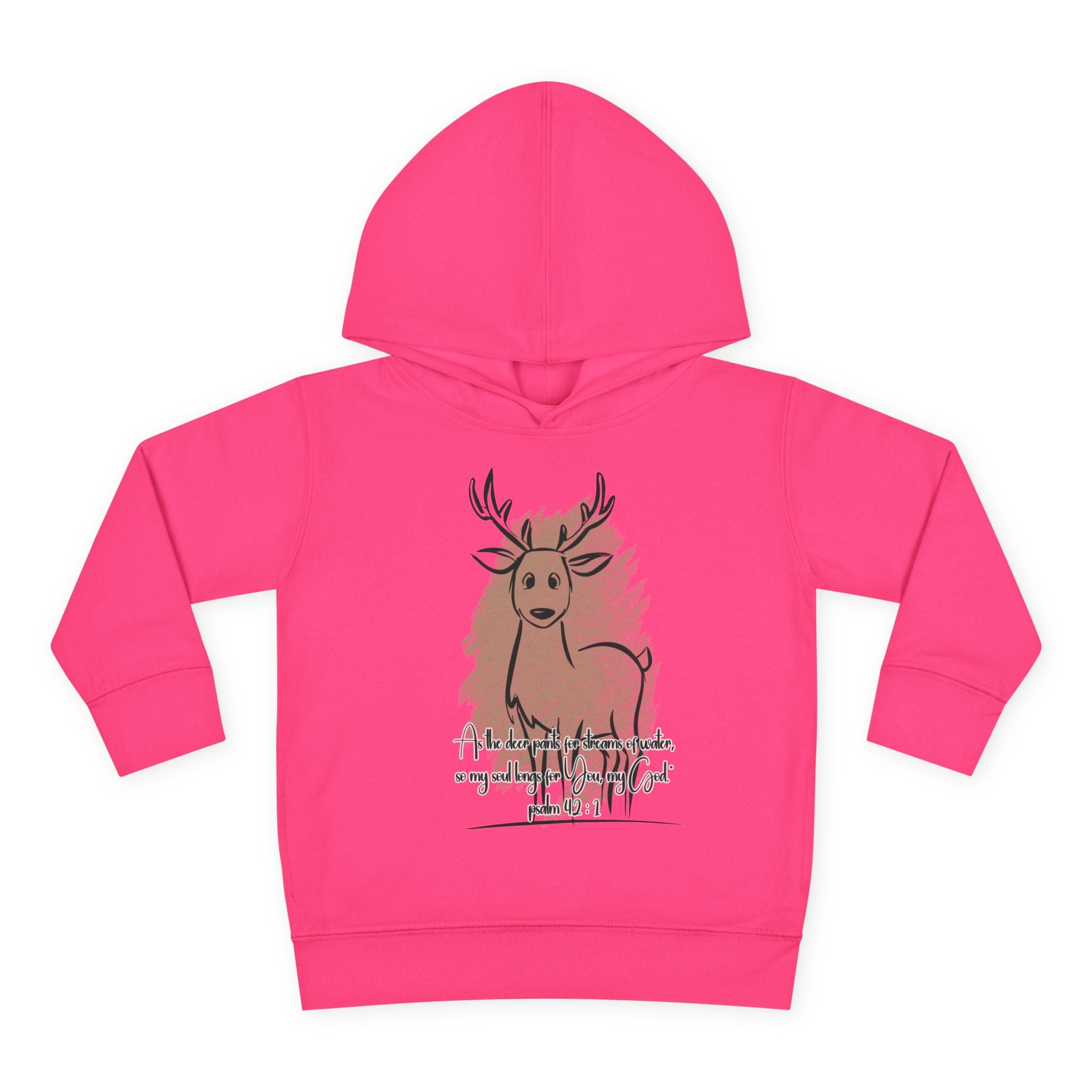 Christian Toddler Deer Hoodie | Psalm 42:1 Scripture Sweatshirt | Faith-Based Kids Pullover by Beevine Art