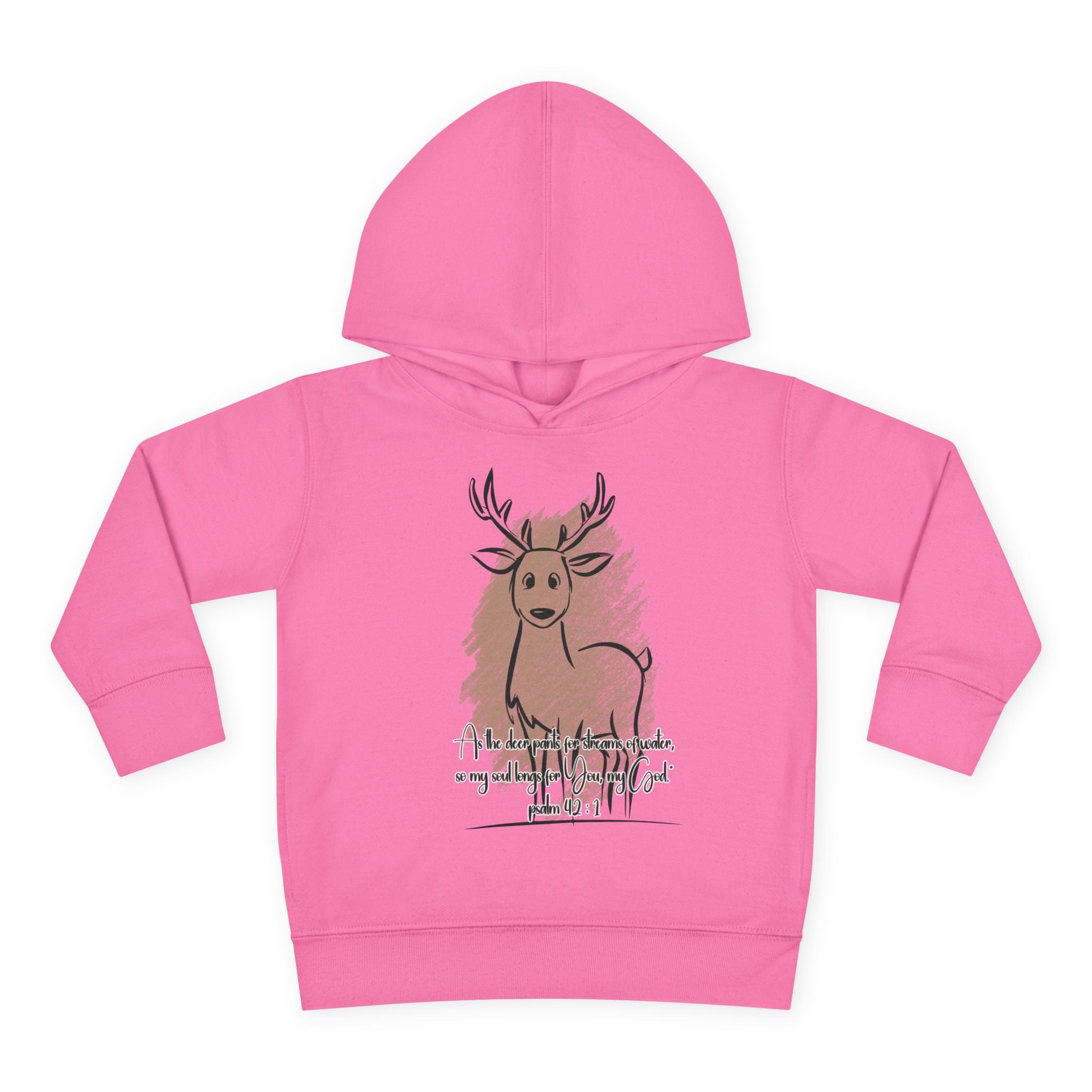 Christian Toddler Deer Hoodie | Psalm 42:1 Scripture Sweatshirt | Faith-Based Kids Pullover by Beevine Art