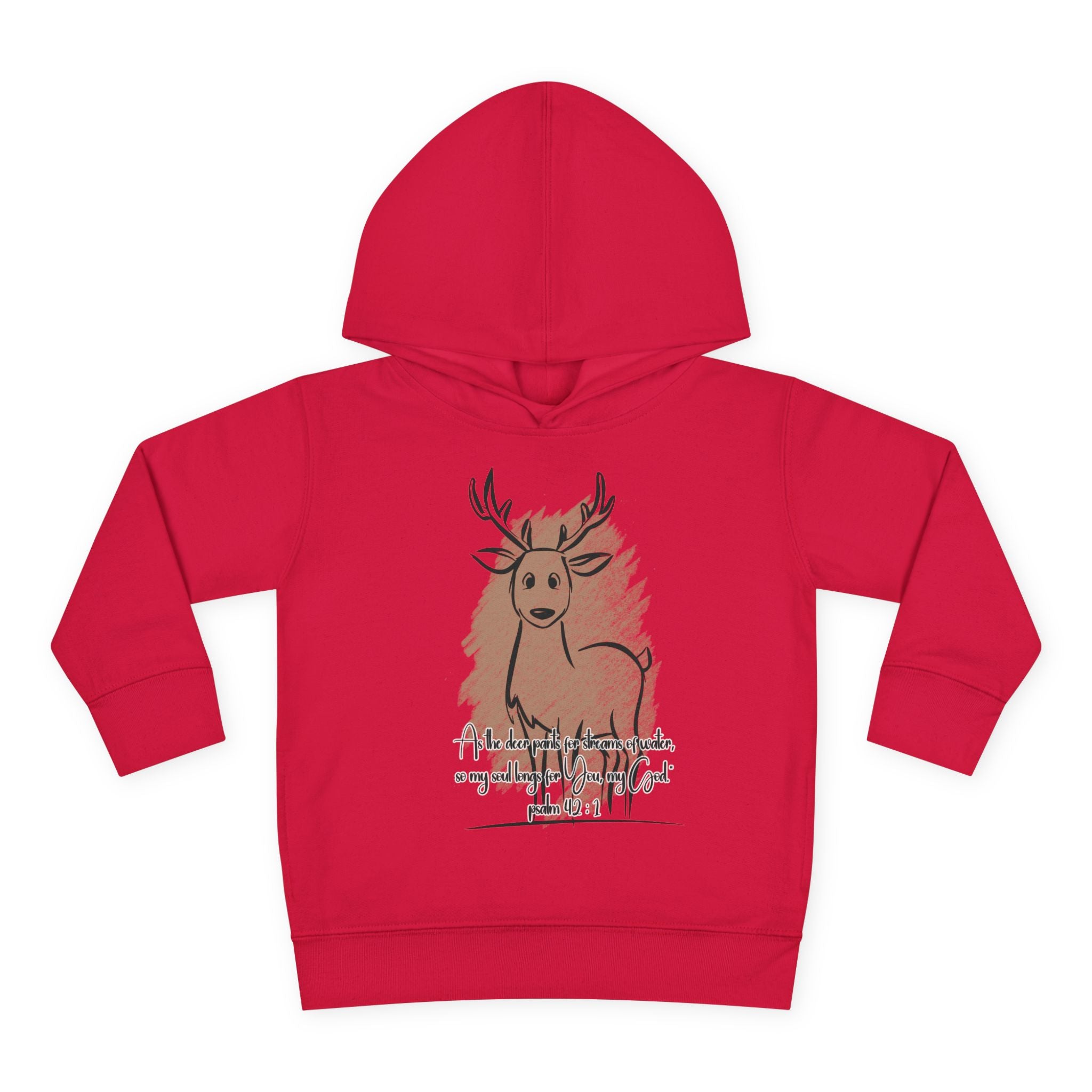 Christian Toddler Deer Hoodie | Psalm 42:1 Scripture Sweatshirt | Faith-Based Kids Pullover by Beevine Art
