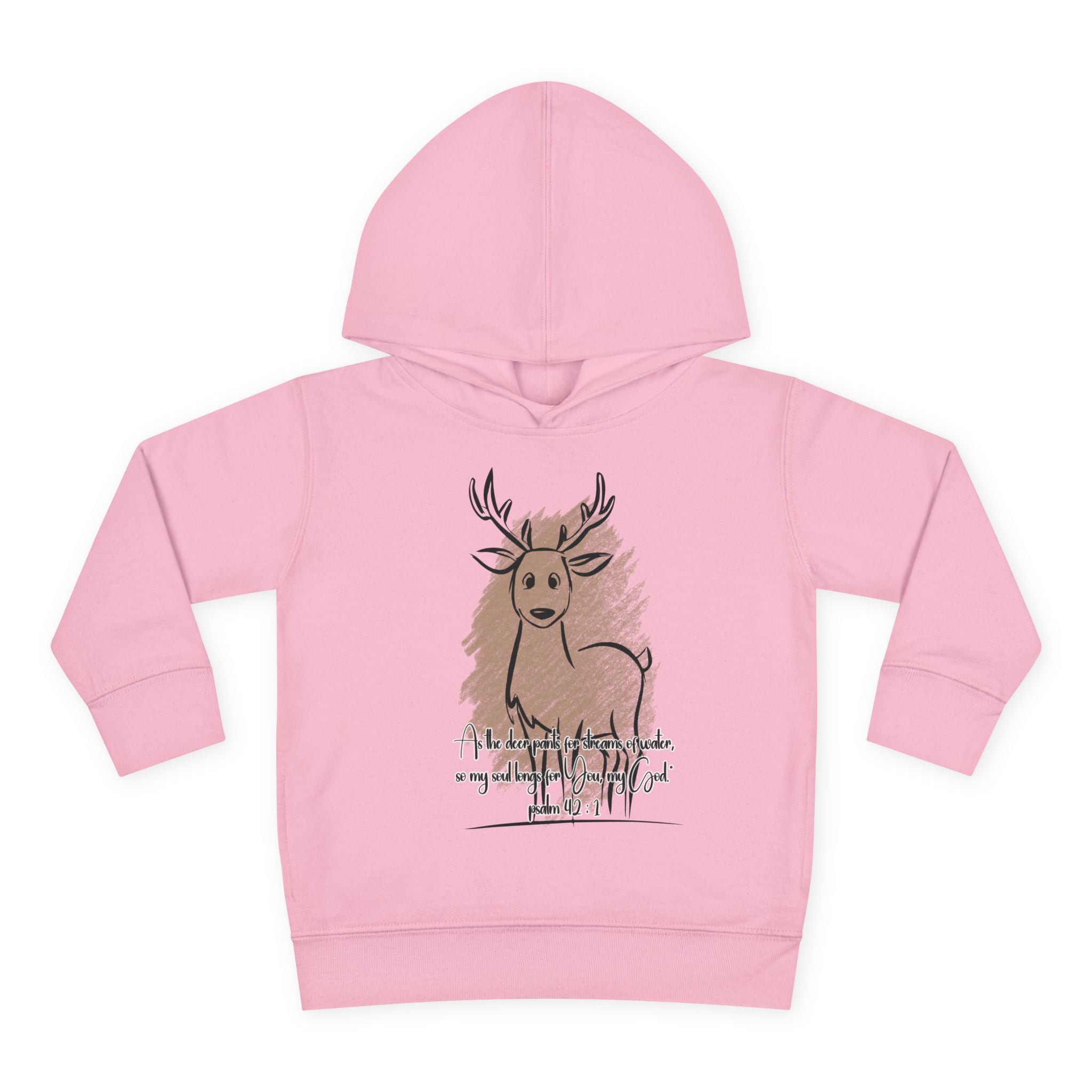Christian Toddler Deer Hoodie | Psalm 42:1 Scripture Sweatshirt | Faith-Based Kids Pullover by Beevine Art