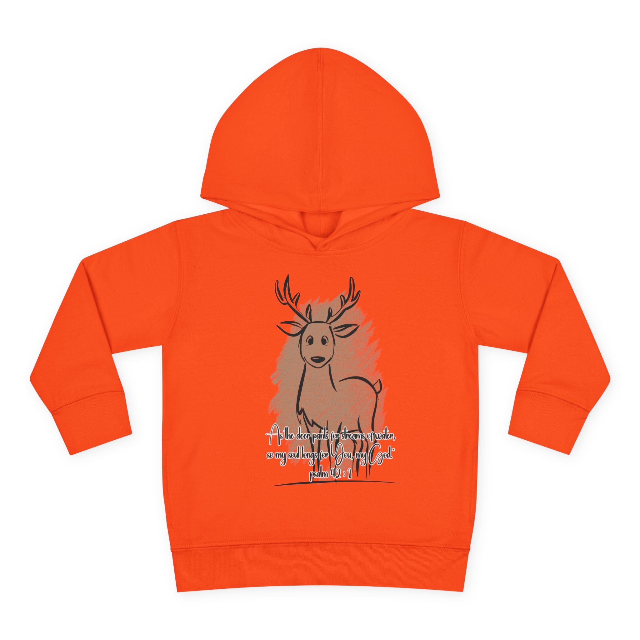 Christian Toddler Deer Hoodie | Psalm 42:1 Scripture Sweatshirt | Faith-Based Kids Pullover by Beevine Art