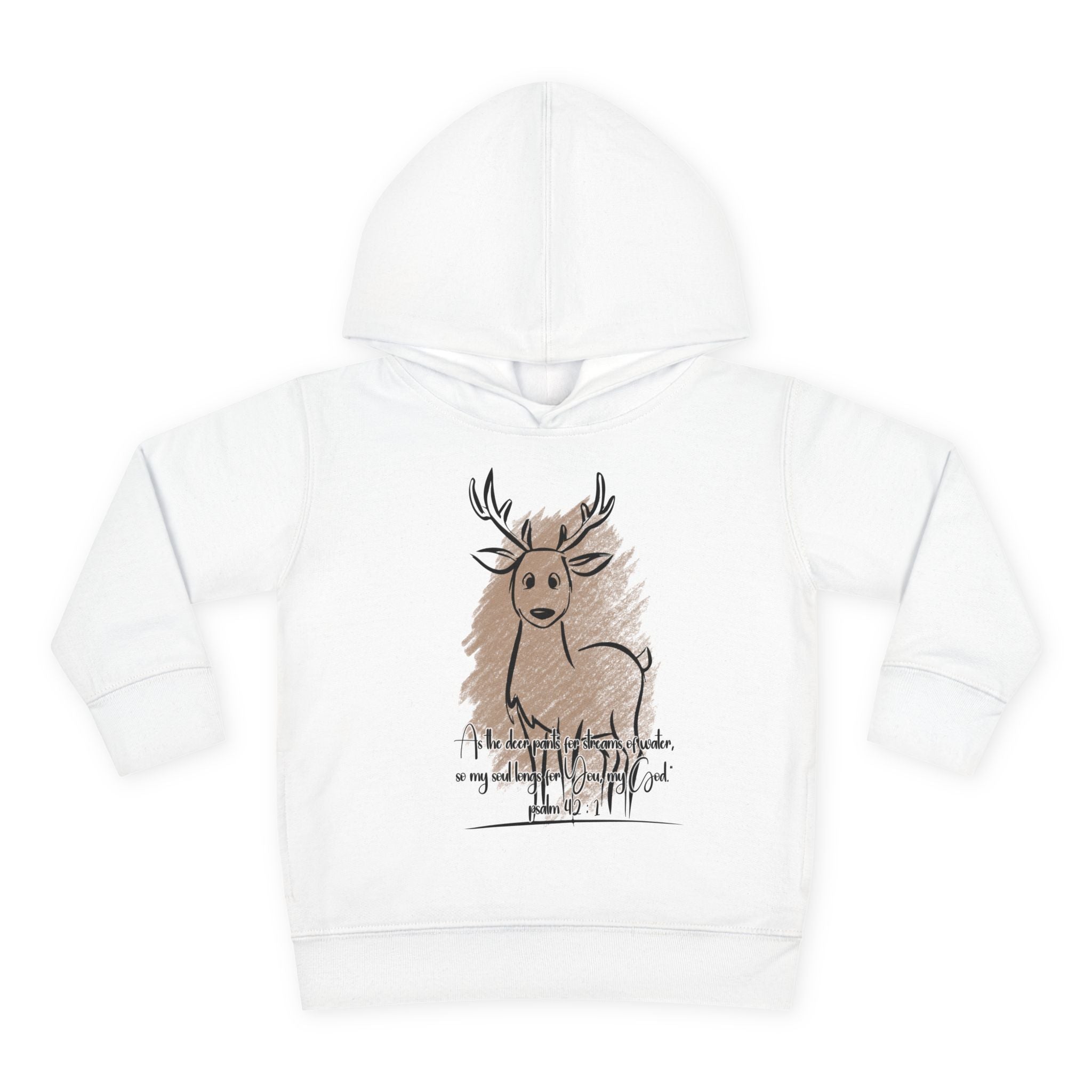 Christian Toddler Deer Hoodie | Psalm 42:1 Scripture Sweatshirt | Faith-Based Kids Pullover by Beevine Art