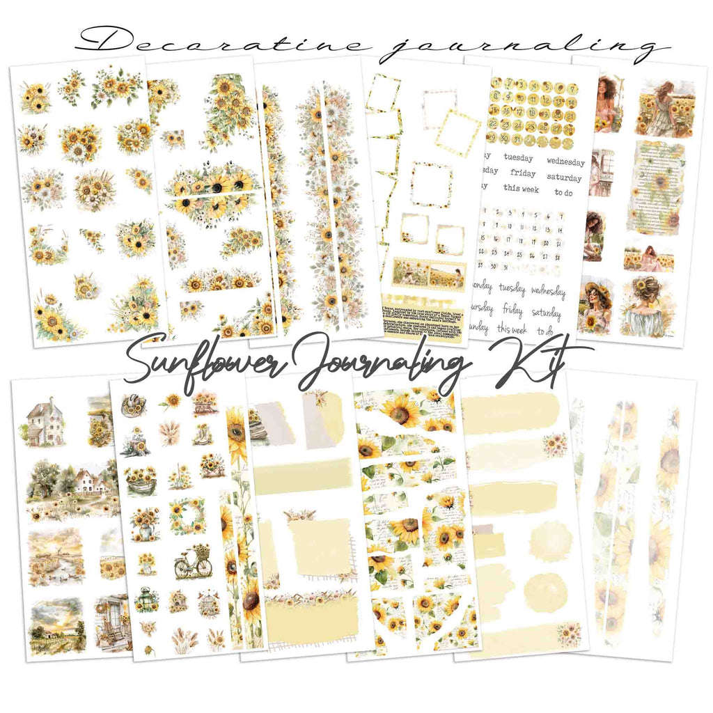 Sunflower Journaling collection - Decorative Sticker Bundle