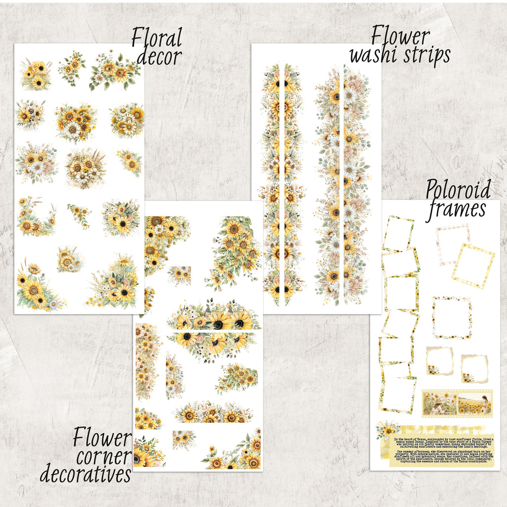 Sunflower Journaling collection - Decorative Sticker Bundle