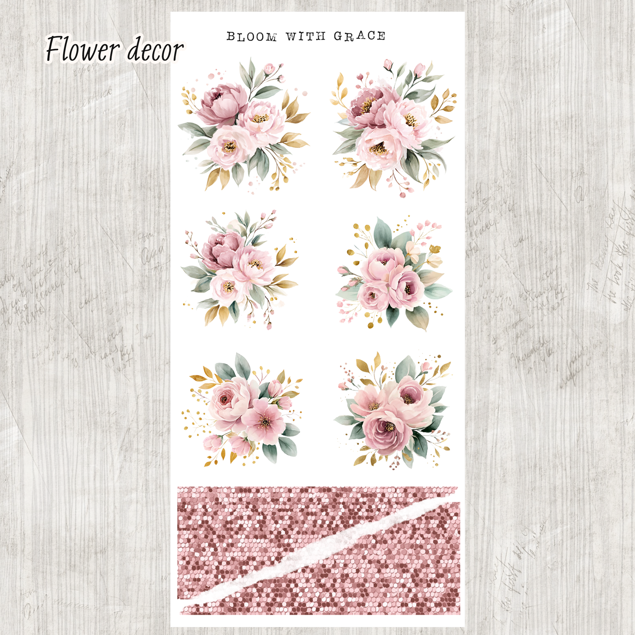Daily Journaling Sticker Kit - Bloom with Grace Pink Floral Planner Stickers