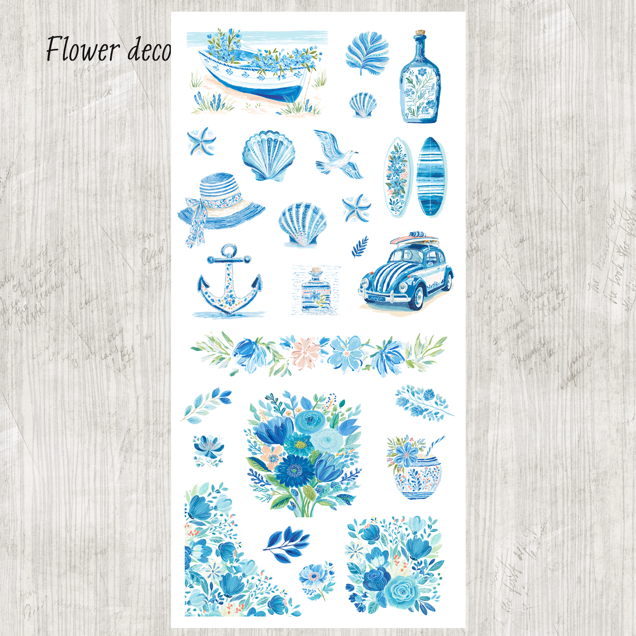 Daily Journaling Sticker Kit - Ocean Coastal Blue Planner Stickers