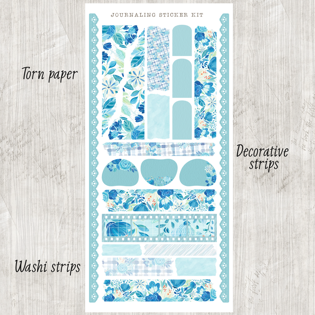Daily Journaling Sticker Kit - Ocean Coastal Blue Planner Stickers