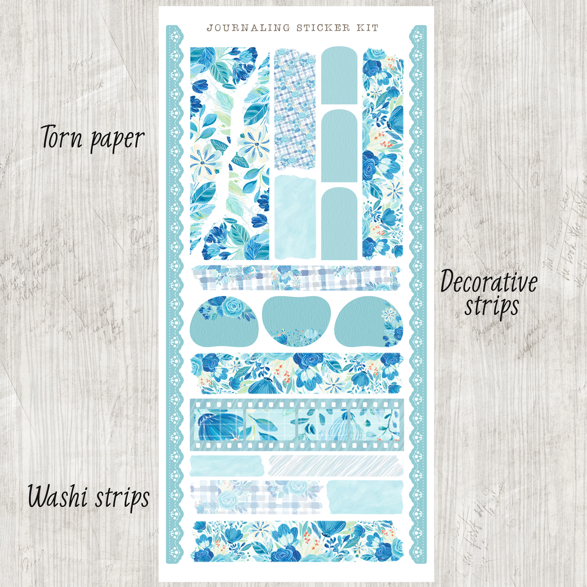Daily Journaling Sticker Kit - Ocean Coastal Blue Planner Stickers