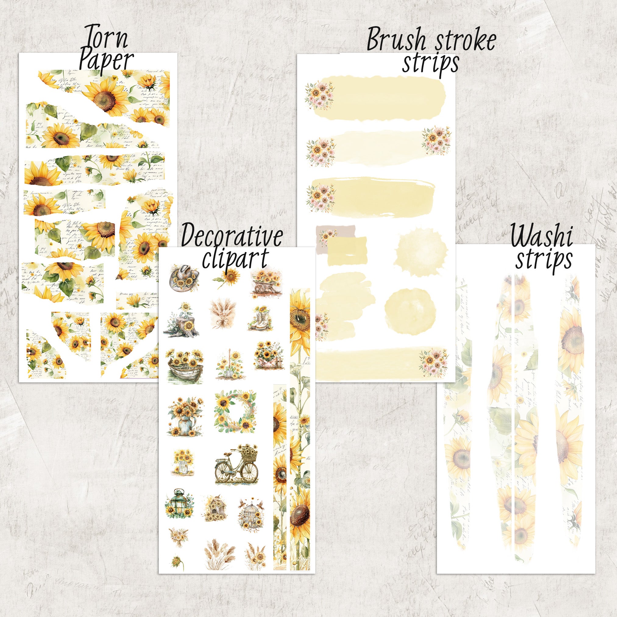 Sunflower Journaling collection - Decorative Sticker Bundle